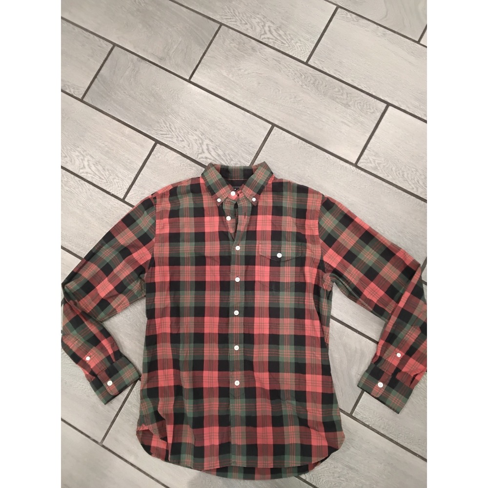Grayers Clothiers Mens Plaid Button Down Shirt Red Green Black Cotton Size M